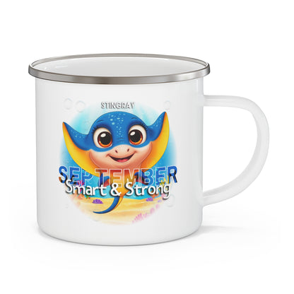 September Stingray Kids Sea Life Birth Month Enamel 12oz Camping Mug