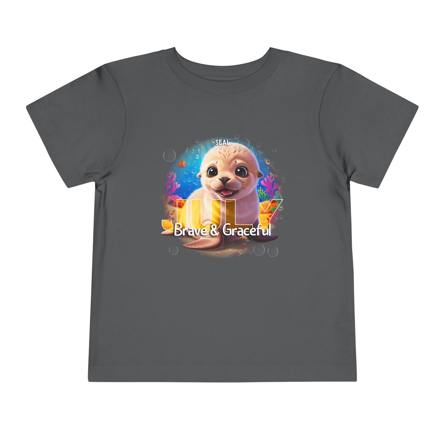 July Seal Toddler TShirt Kids Birth Month Ocean Animal Tee