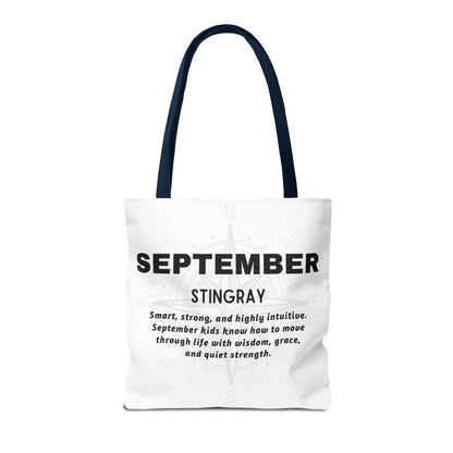 Kids Colorful September Stingray Birth Month Tote Bag