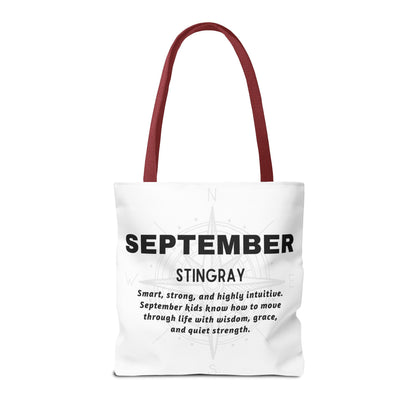 Kids Colorful September Stingray Birth Month Tote Bag
