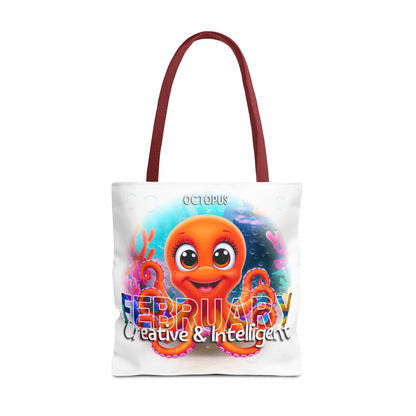 Kids Colorful February Octopus Birth Month Beach Tote Bag