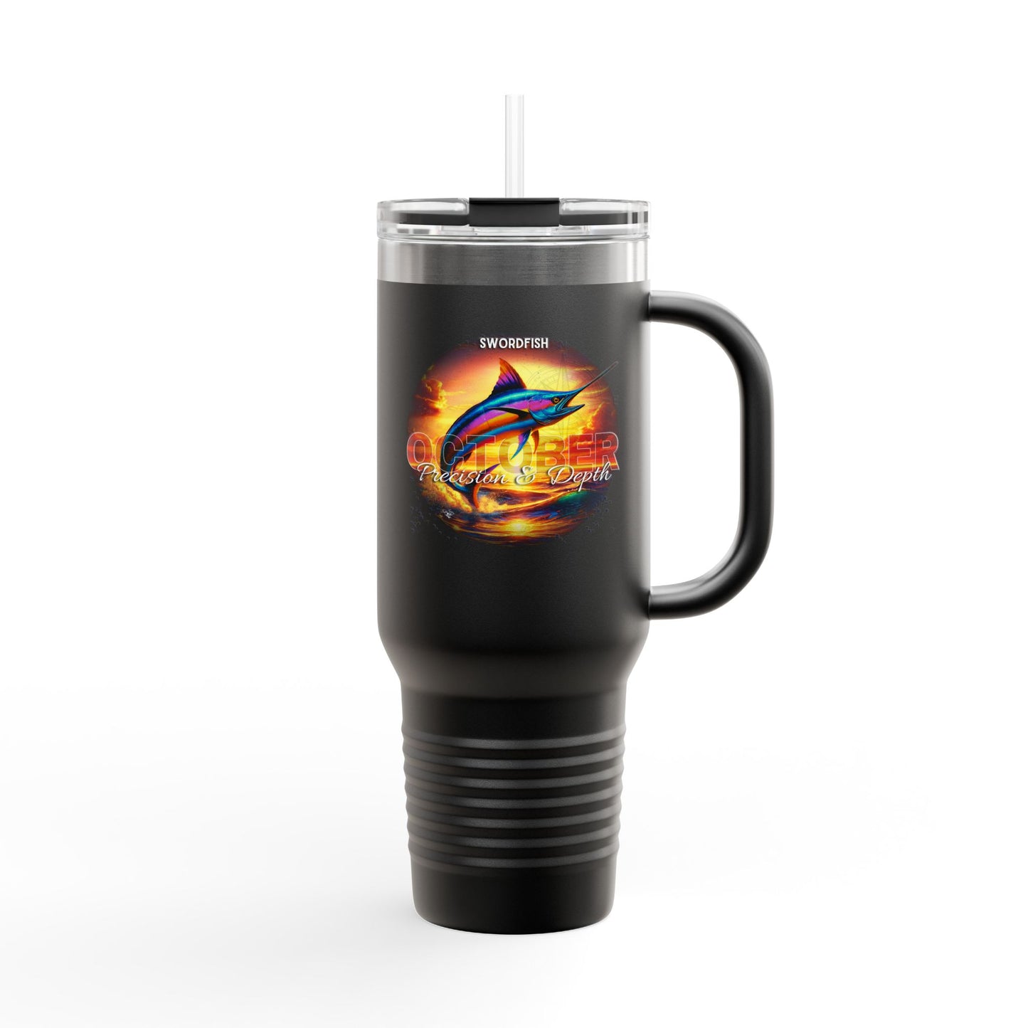 October Swordfish Birth Month 40oz Travel Mug with Handle