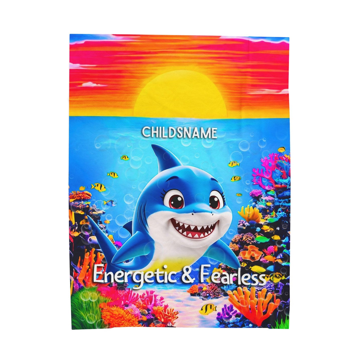 Personalized Kids Shark Plush Blanket – Energetic & Fearless