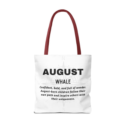 Kids Colorful August Whale Birth Month Tote Bag