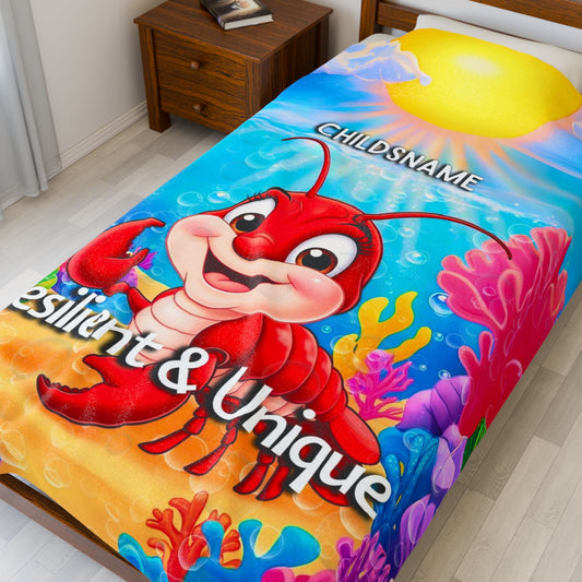 Personalized Kids Lobster Plush Blanket – Resilient & Unique