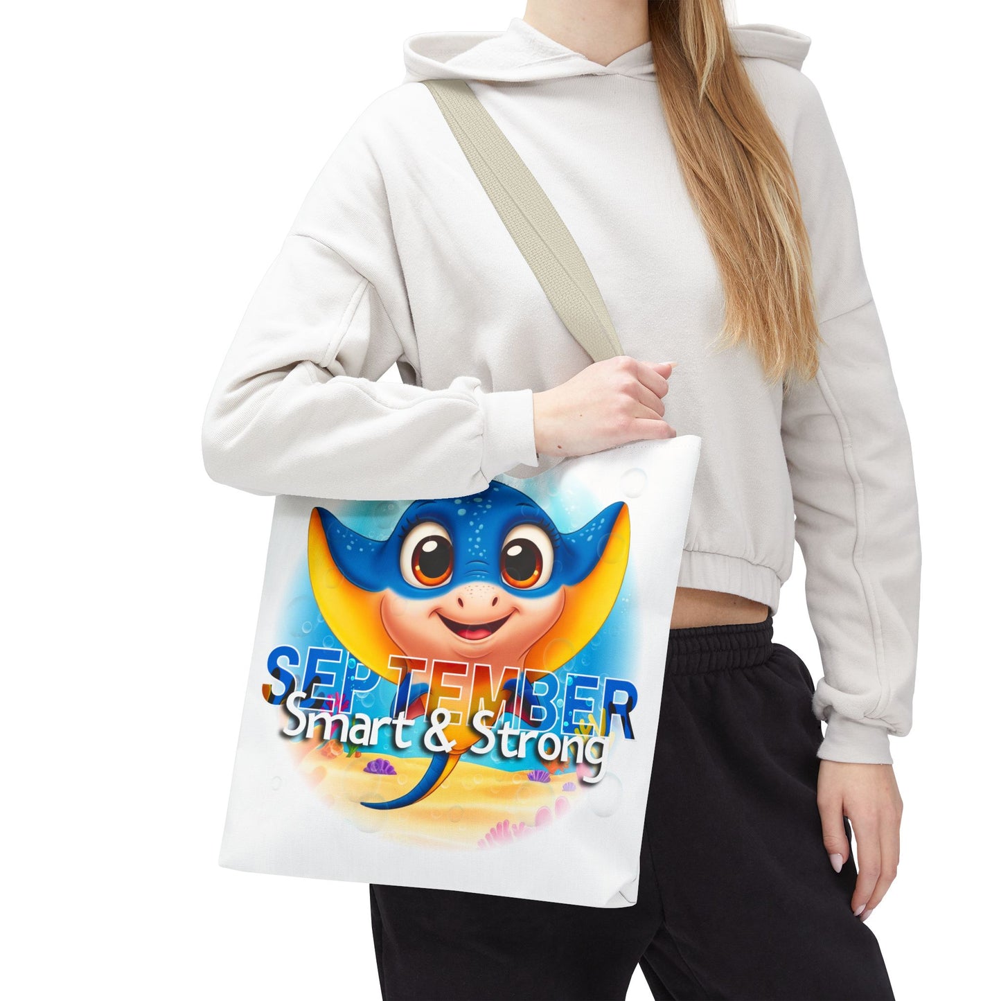 Kids Colorful September Stingray Birth Month Tote Bag