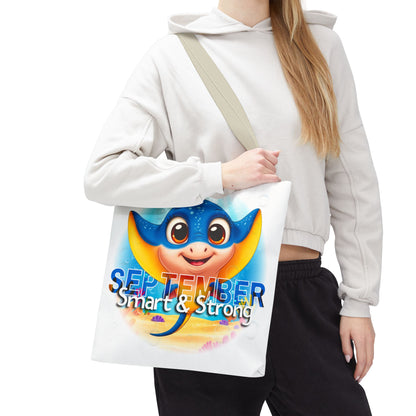 Kids Colorful September Stingray Birth Month Tote Bag