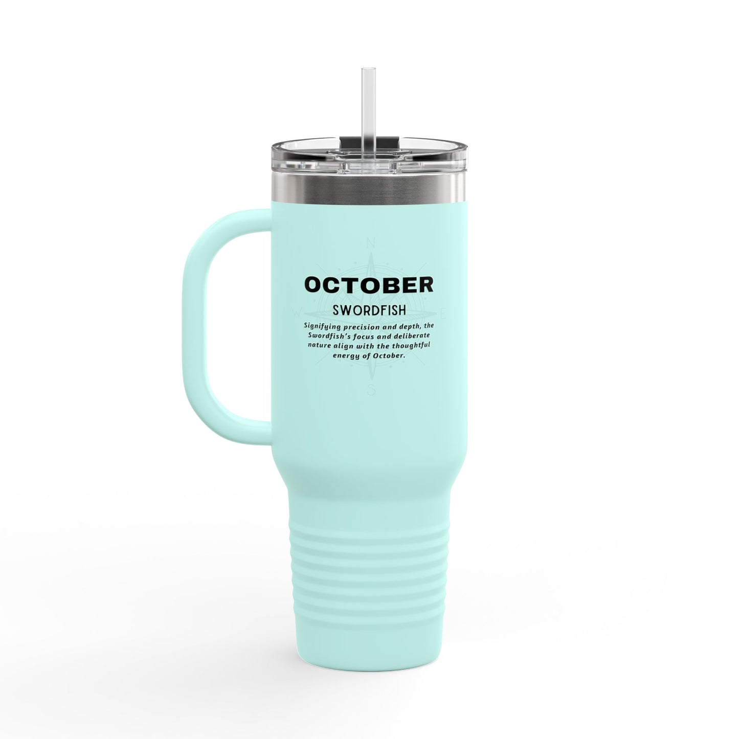 October Swordfish Birth Month 40oz Travel Mug with Handle