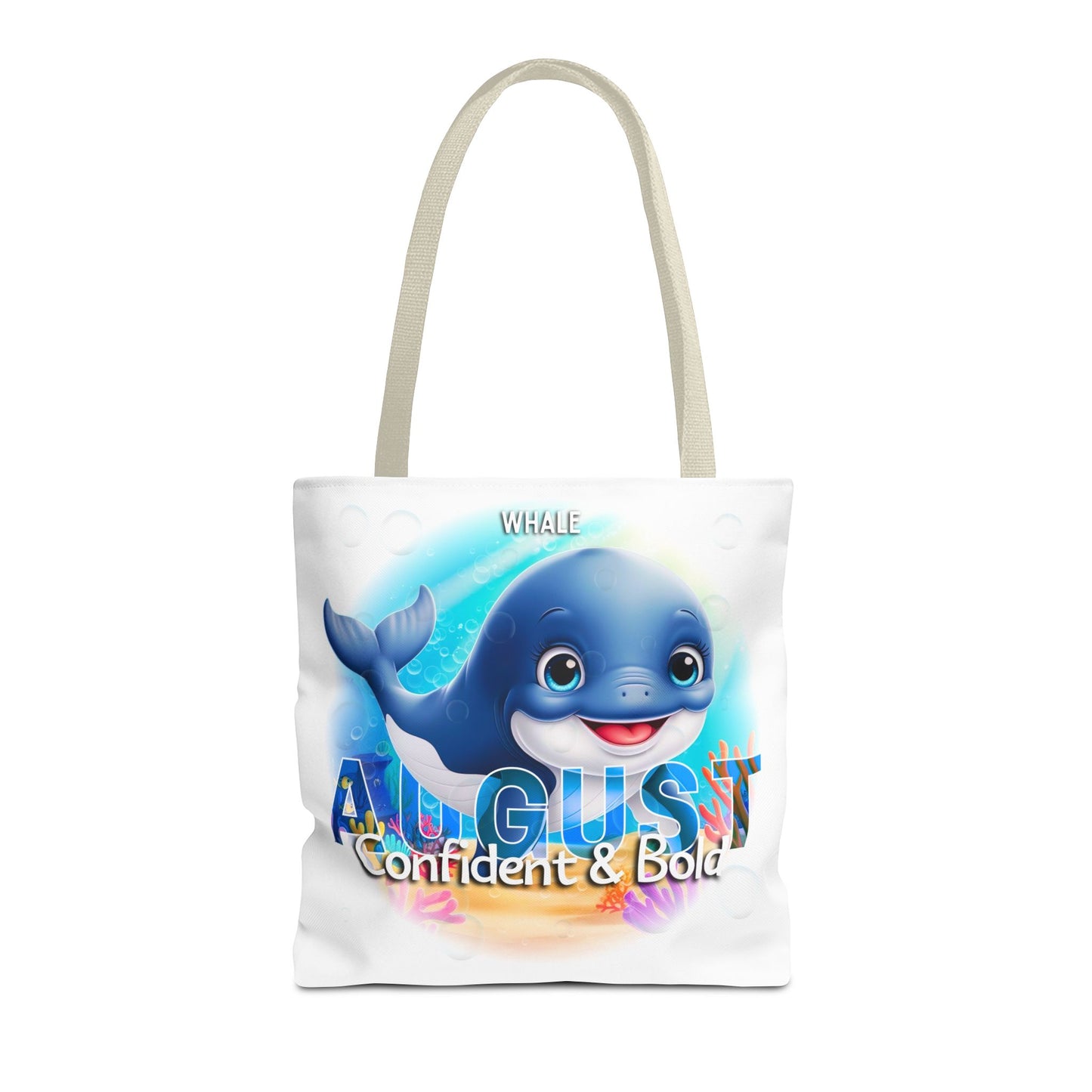 Kids Colorful August Whale Birth Month Tote Bag