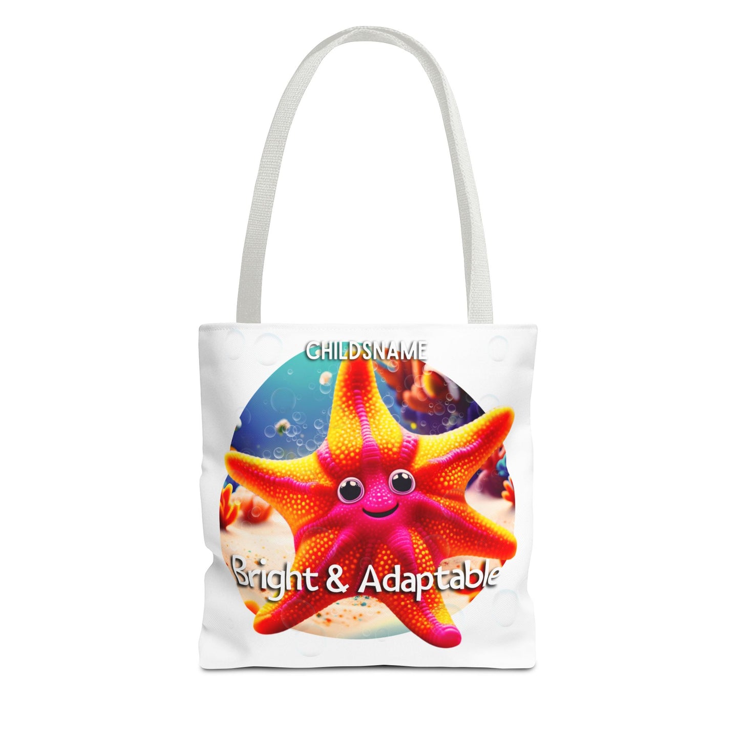 Personalized Kids Starfish Beach Tote Bag – Bright & Adaptable – Custom Sea Life Bag with Name