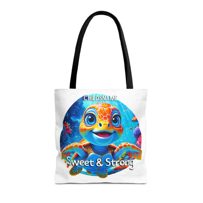 Personalized Kids Turtle Beach Tote Bag Sweet & Strong