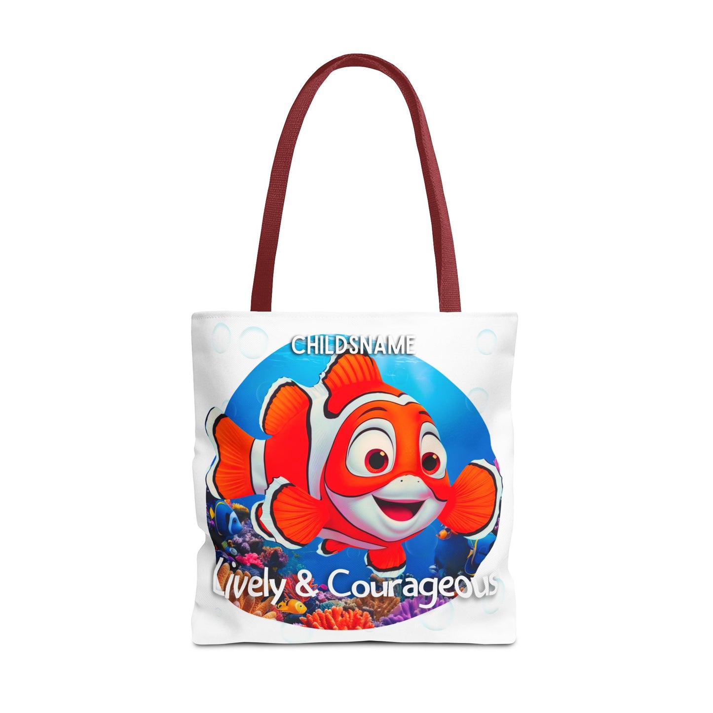 Personalized Kids Clownfish Beach Tote Bag – Lively & Courageous – Custom Sea Life Bag with Name