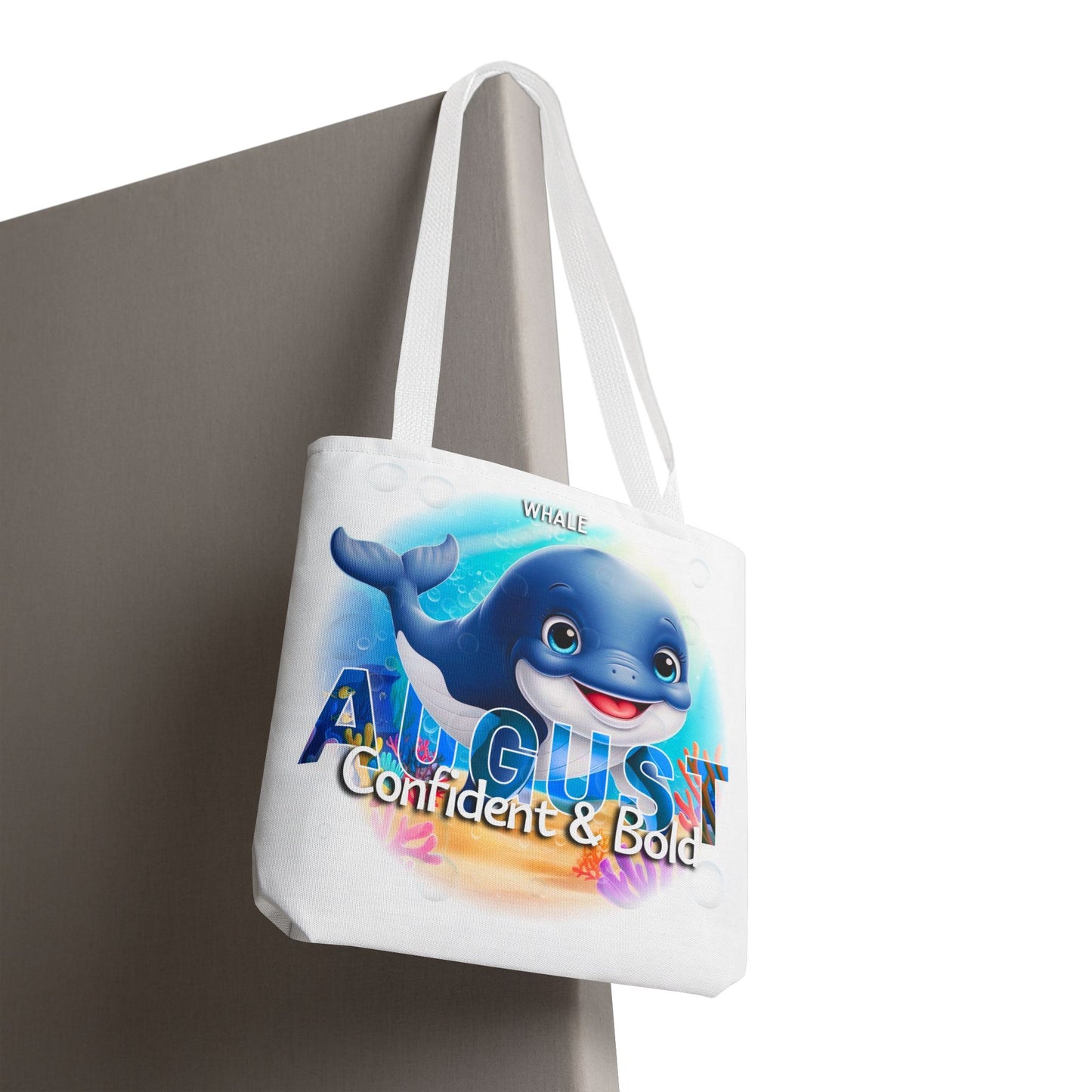 Kids Colorful August Whale Birth Month Tote Bag