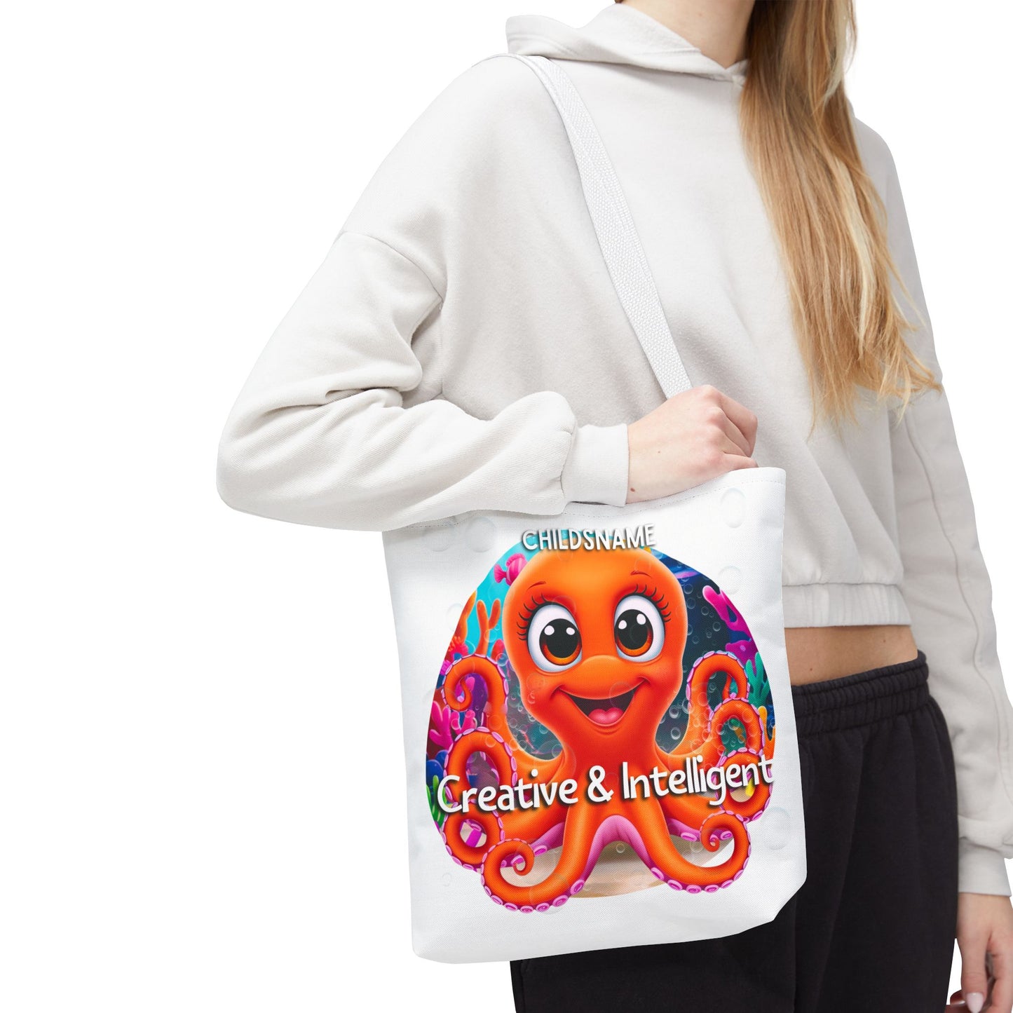 Personalized Kids Octopus Beach Tote Bag – Creative & Intelligent – Custom Sea Life Bag with Name