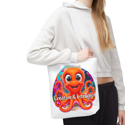 Personalized Kids Octopus Beach Tote Bag – Creative & Intelligent – Custom Sea Life Bag with Name