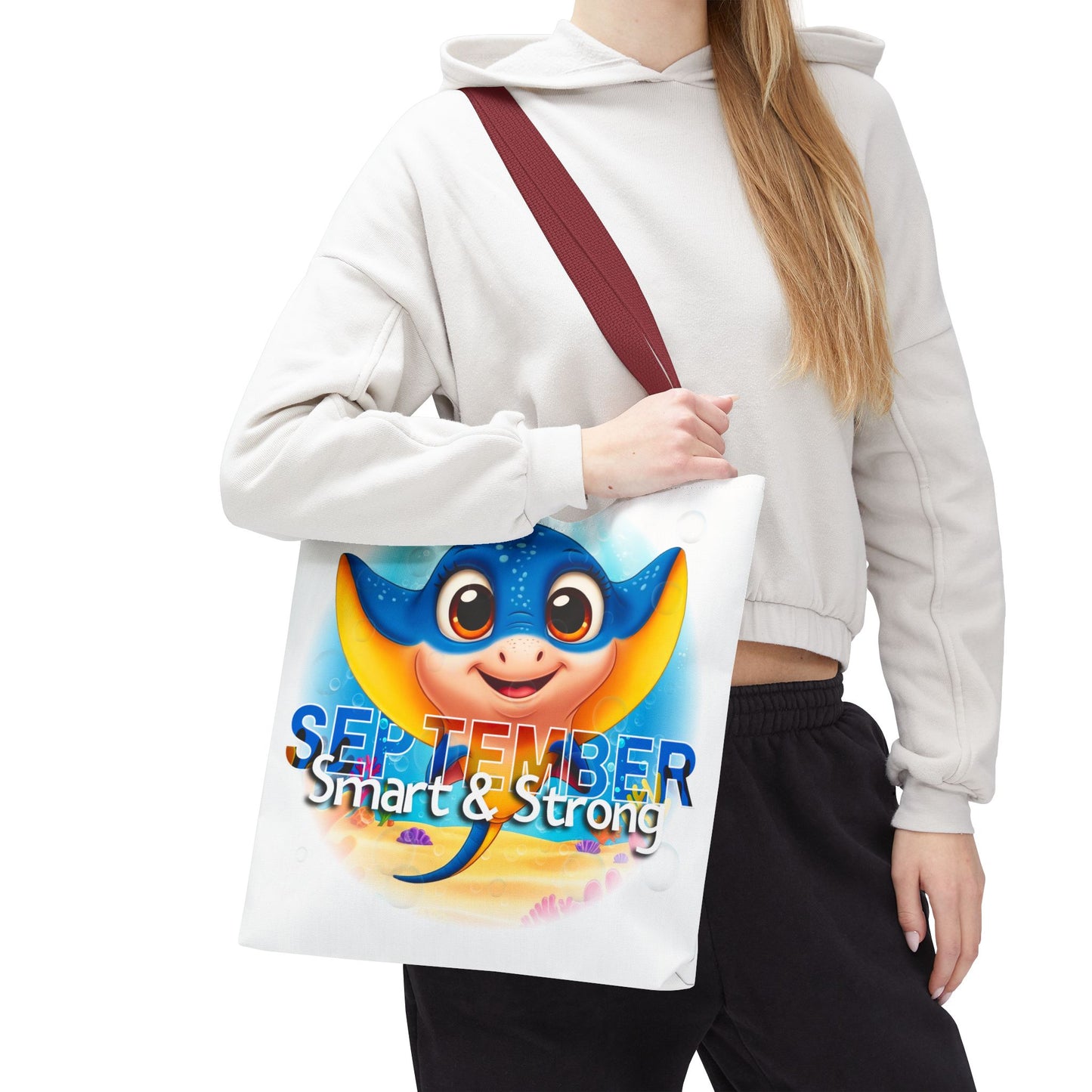 Kids Colorful September Stingray Birth Month Tote Bag