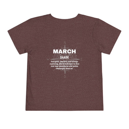 March Shark Toddler TShirt Kids Birth Month Ocean Adventure Tee