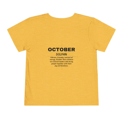 October Dolphin Toddler Tee Kids Birth Month Ocean Tshirt