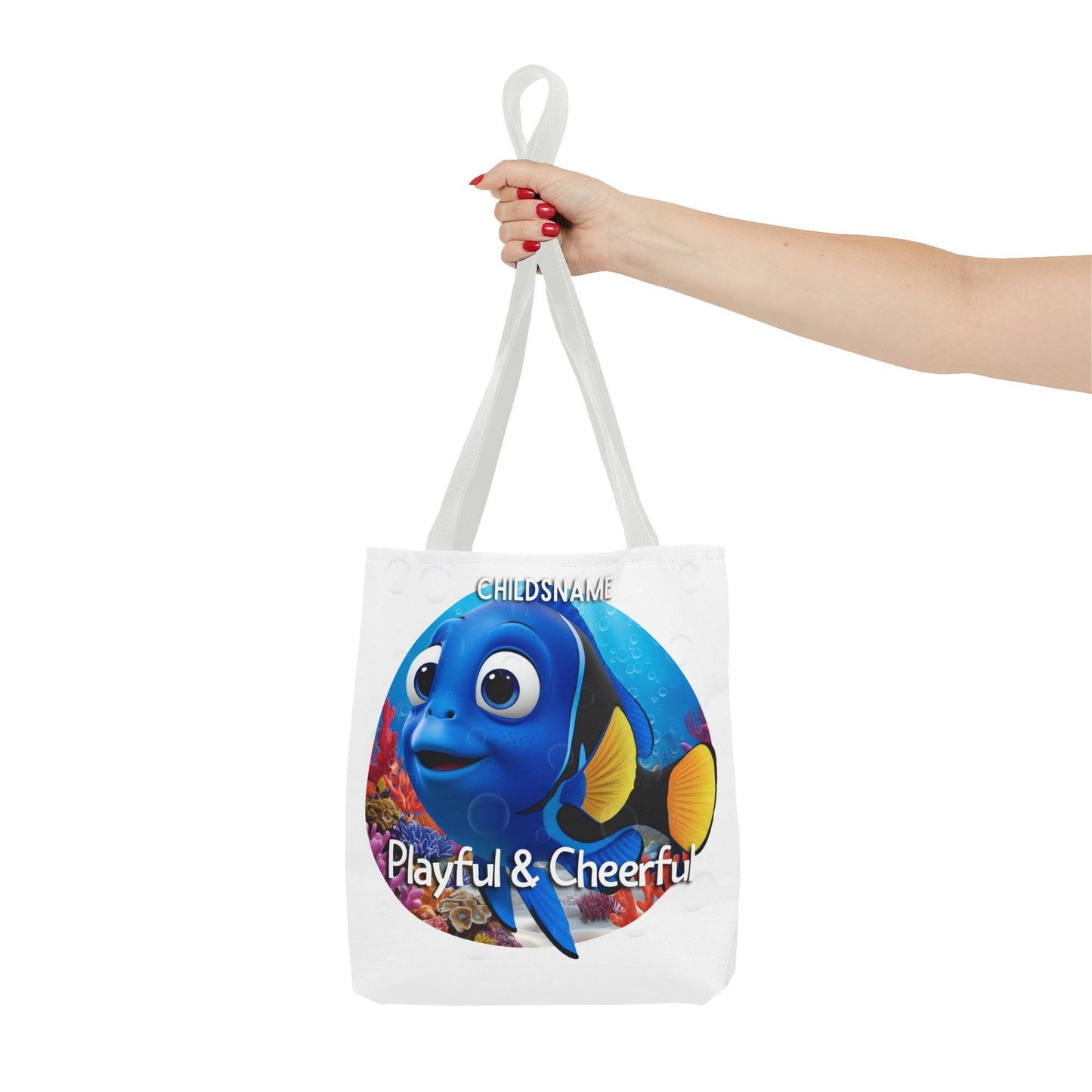 Personalized Kids Blue Tang Beach Tote Bag – Playful & Cheerful – Custom Sea Life Bag with Name