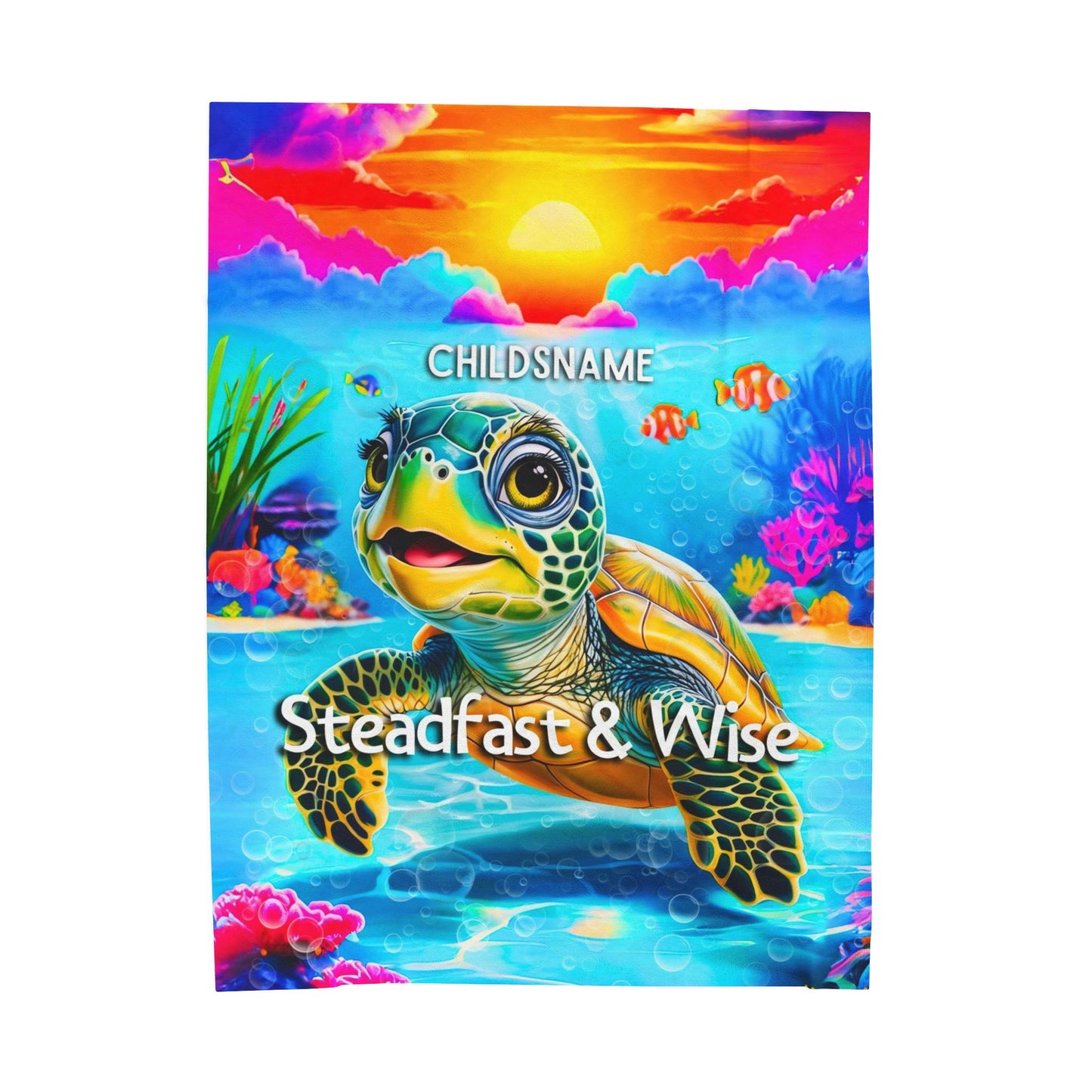 Personalized Kids Turtle Plush Blanket – Steadfast & Wise