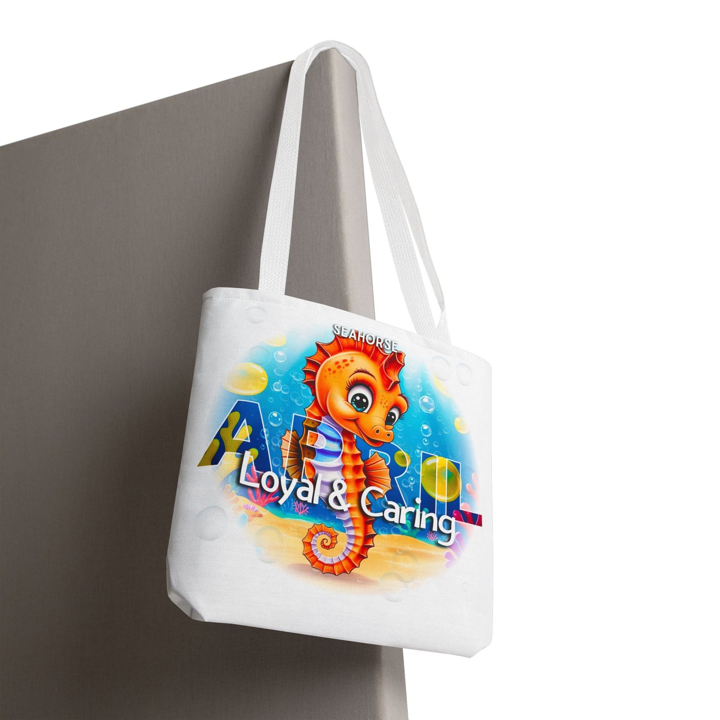 Kids Colorful April Seahorse Birth Month Tote Bag