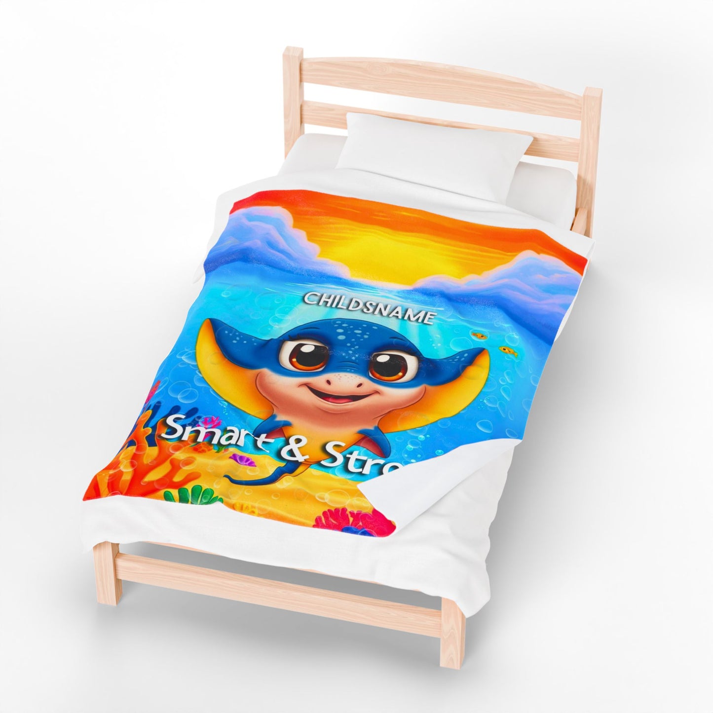 Personalized Kids Stingray Plush Blanket – Smart & Strong