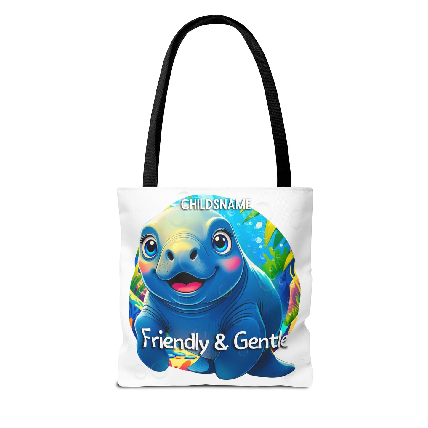 Personalized Kids Manatee Beach Tote Bag Friendly & Gentle