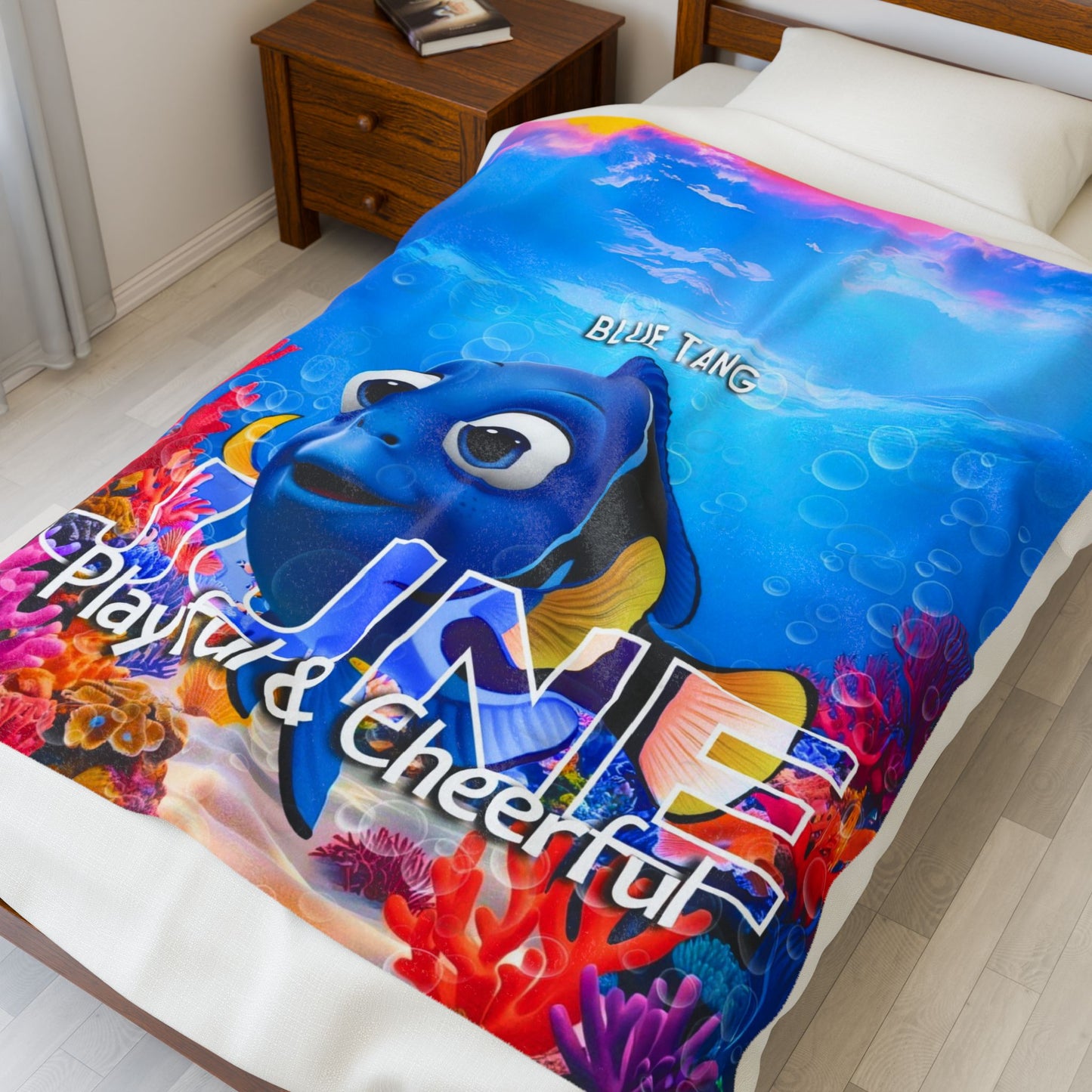 June Blue Tang Kids Blanket – Soft & Vibrant Ocean Blanket for Children
