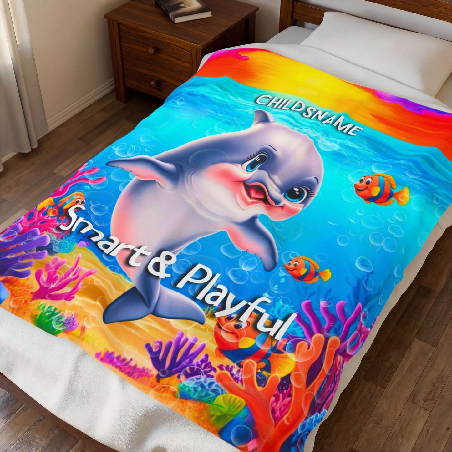 Personalized Kids Shark Plush Blanket Smart & Playful
