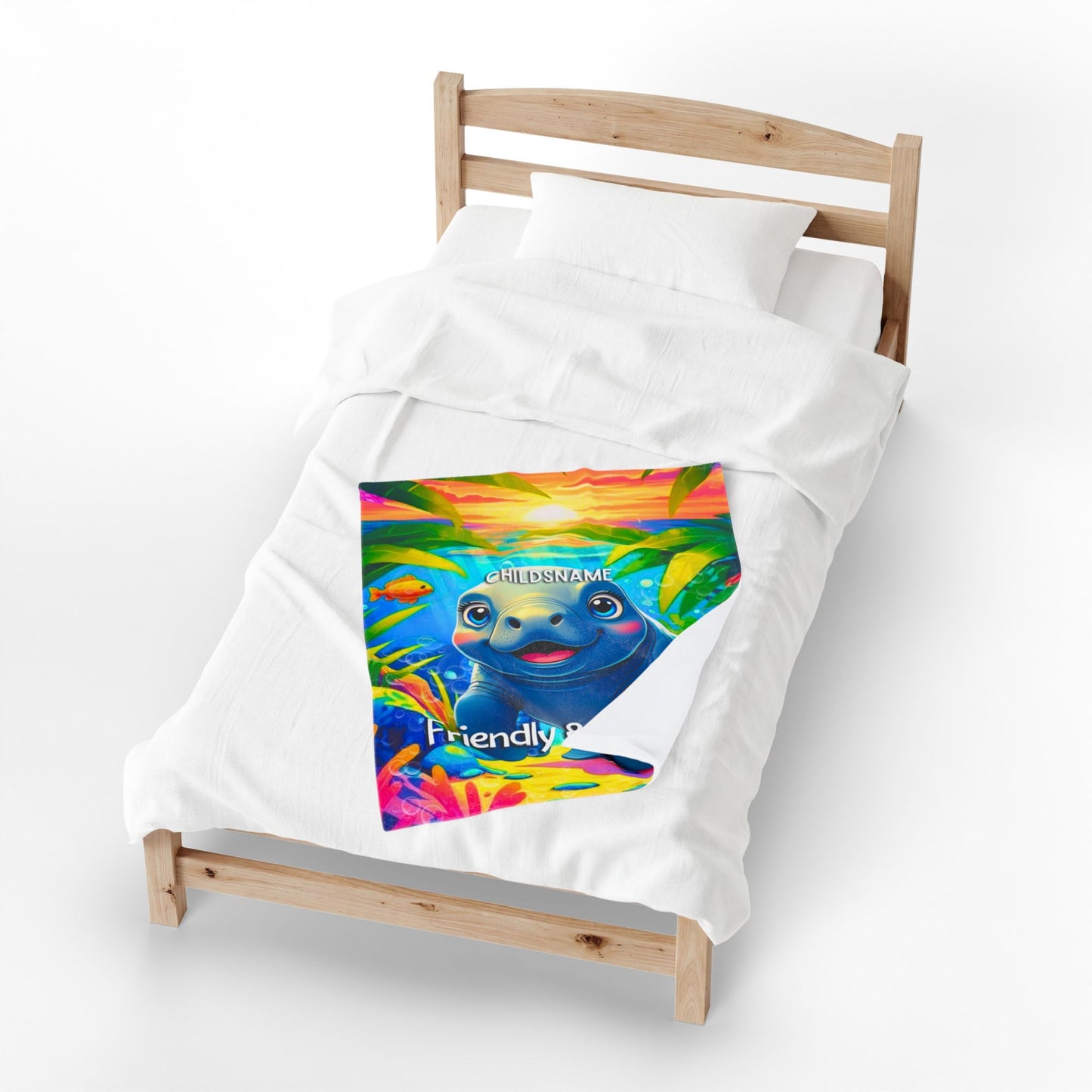 Personalized Kids Manatee Plush Blanket Friendly & Gentle
