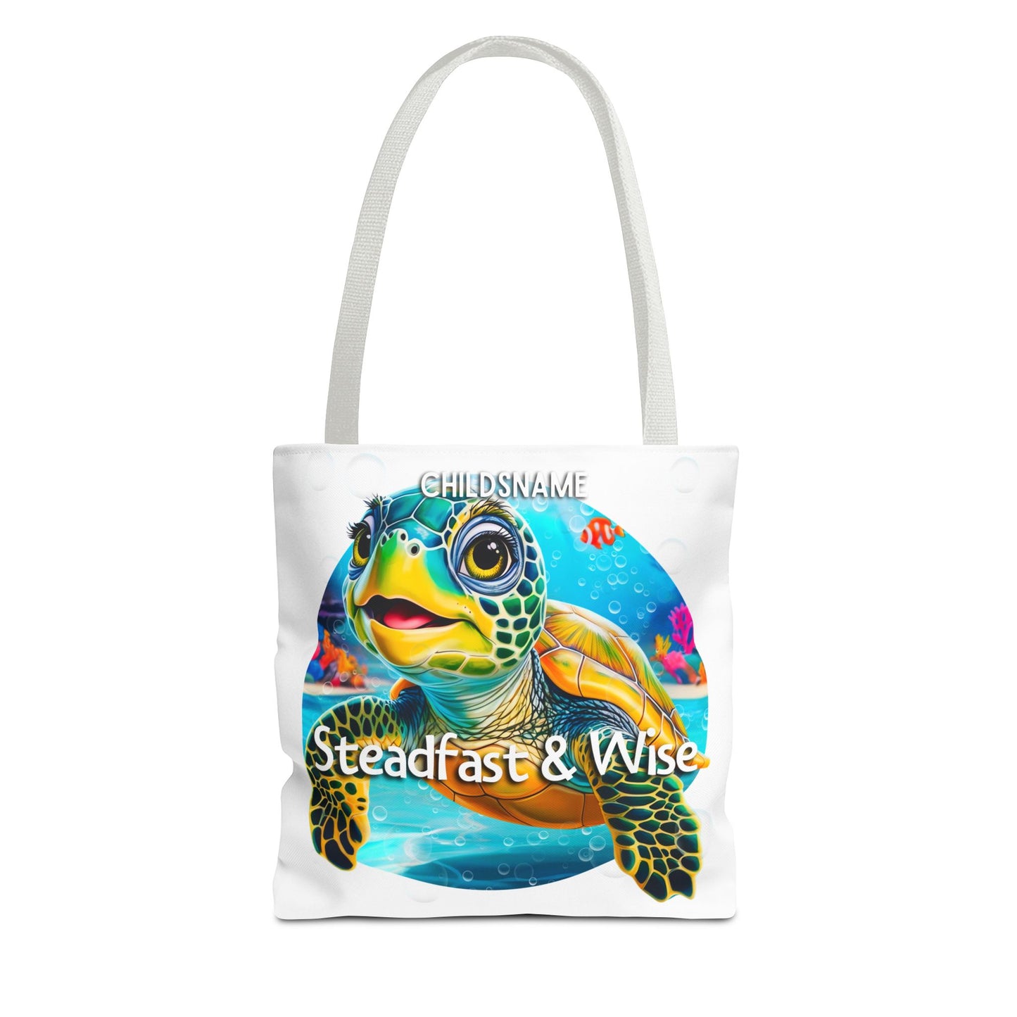 Personalized Kids Turtle Beach Tote Bag – Steadfast & Wise – Custom Sea Life Bag with Name