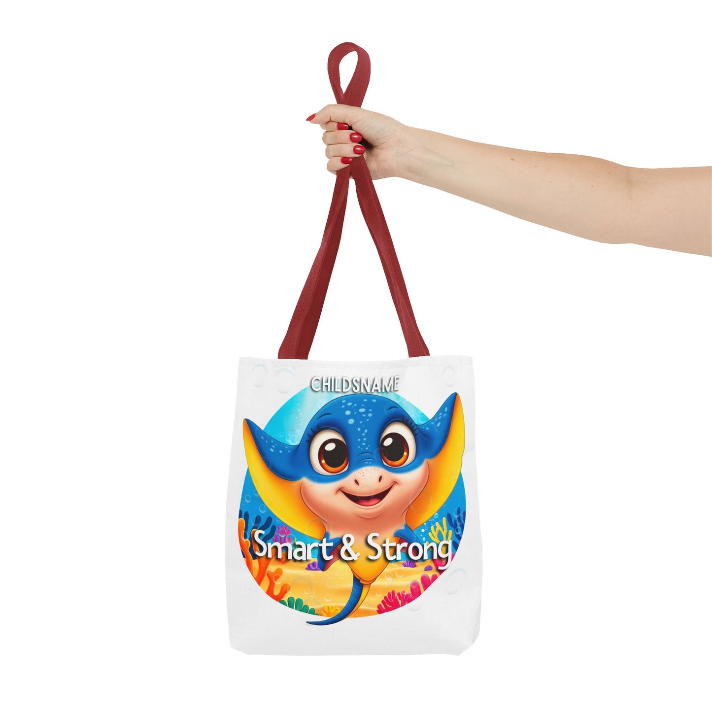 Personalized Kids Stingray Beach Tote Bag – Smart & Strong – Custom Sea Life Bag with Name