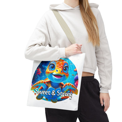 Personalized Kids Turtle Beach Tote Bag Sweet & Strong