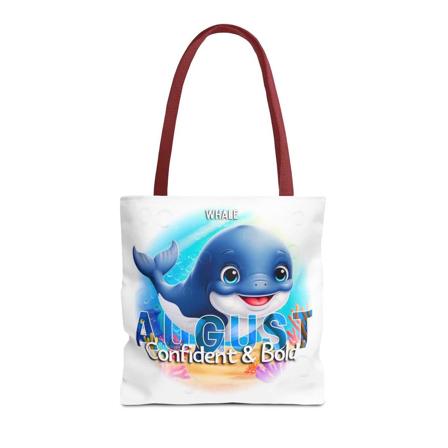 Kids Colorful August Whale Birth Month Tote Bag