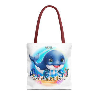 Kids Colorful August Whale Birth Month Tote Bag