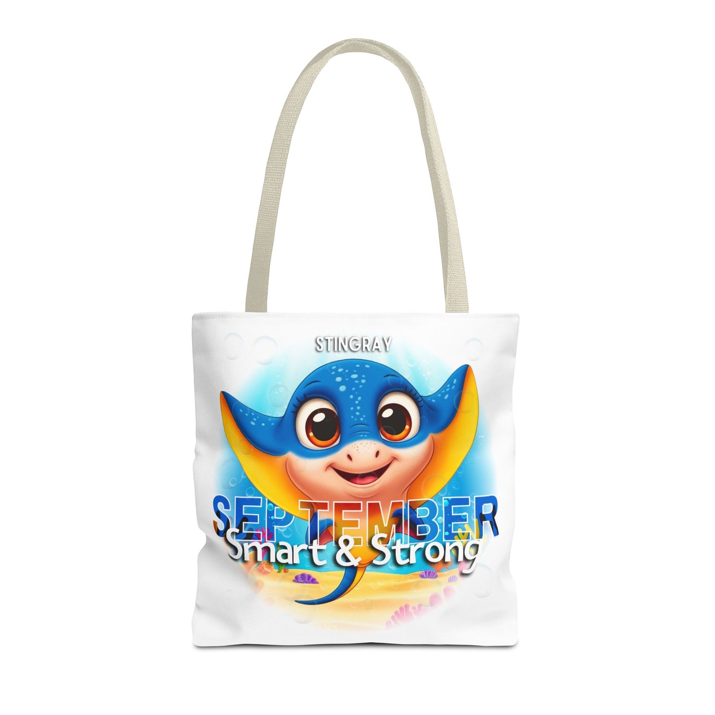 Kids Colorful September Stingray Birth Month Tote Bag