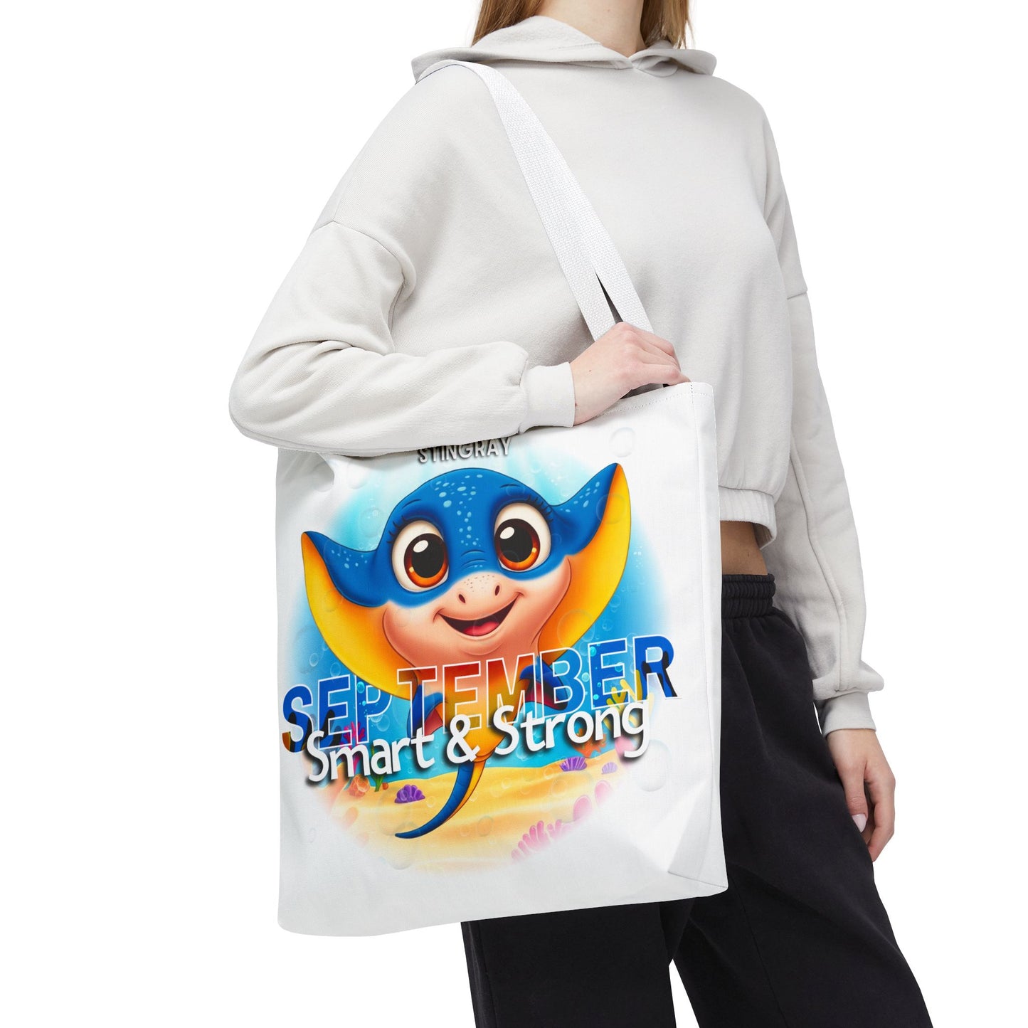 Kids Colorful September Stingray Birth Month Tote Bag