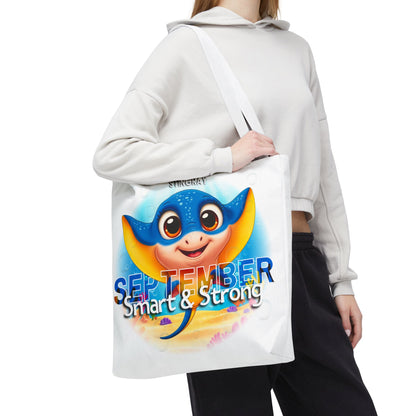 Kids Colorful September Stingray Birth Month Tote Bag