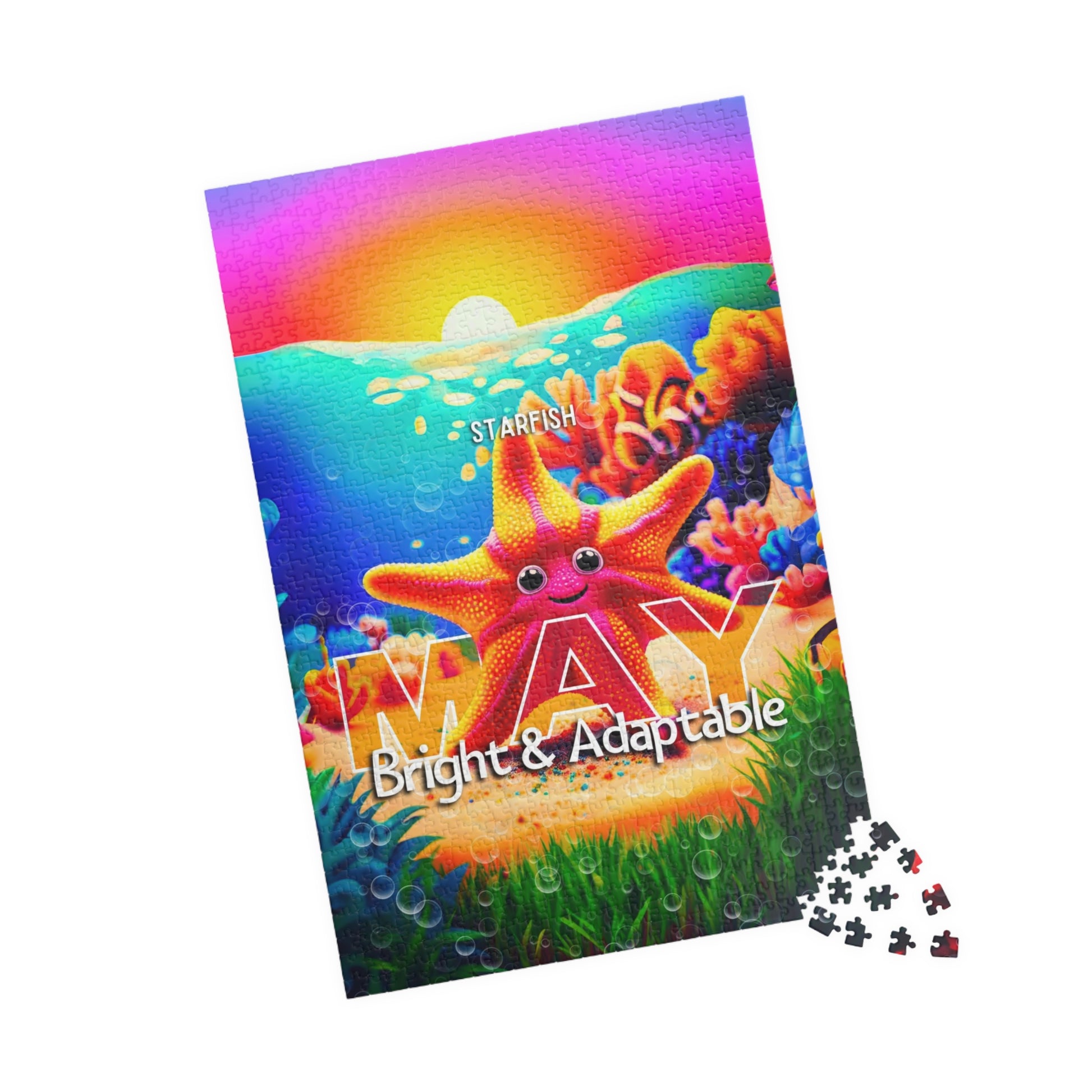 Kids birth month puzzle featuring a colorful May starfish design with bright and adaptable theme