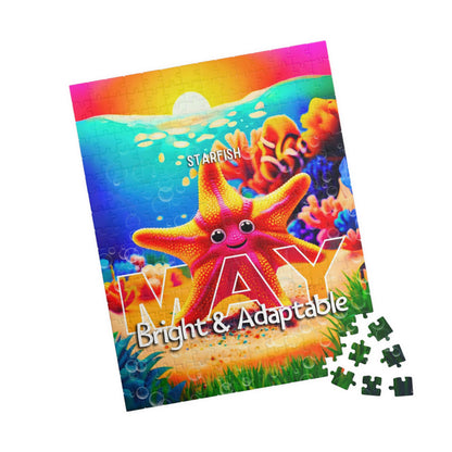 Kids birth month puzzle featuring a colorful starfish for May with bright and adaptable design