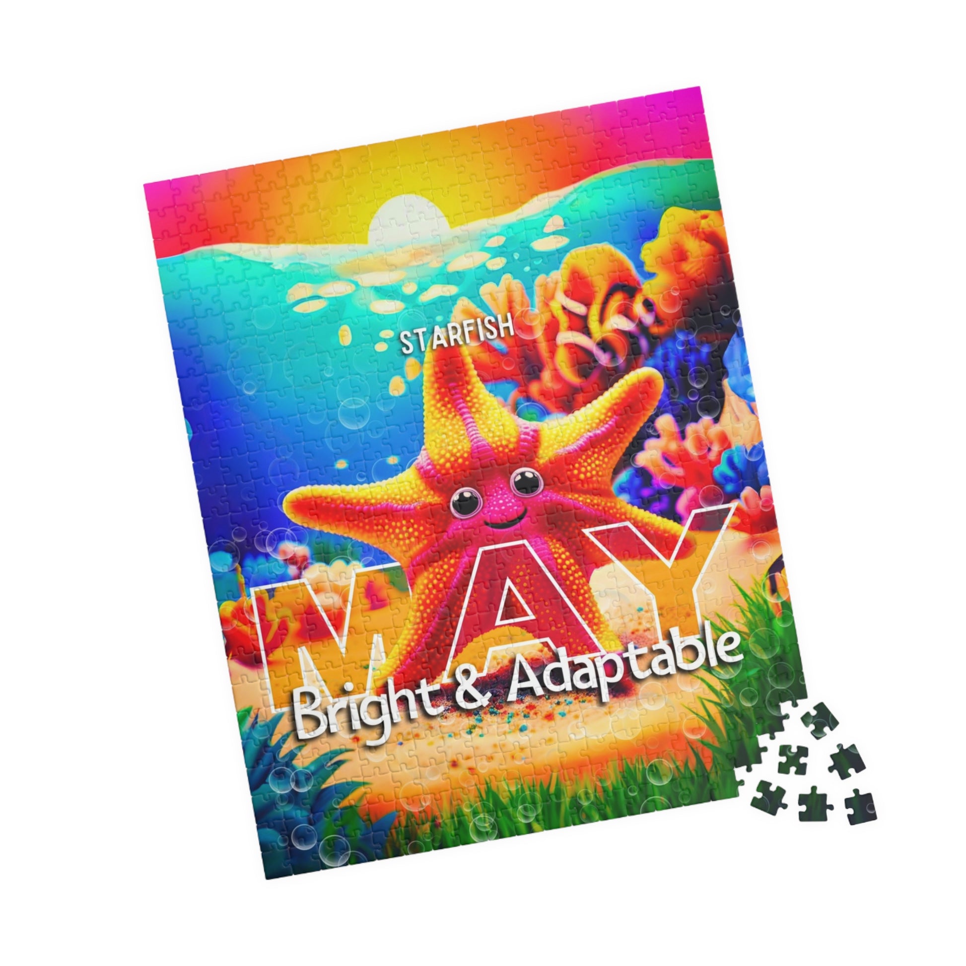 Kids birth month puzzle featuring colorful starfish design with bright and adaptable theme 
