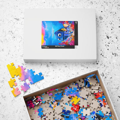 Kids birth month puzzle featuring colorful pieces and a playful underwater design