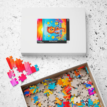 Kids birth month puzzle 252-piece colorful sea life design with loose and partially assembled pieces