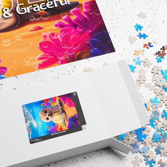 Kids birth month puzzle featuring colorful underwater scene with sea creatures and puzzle pieces