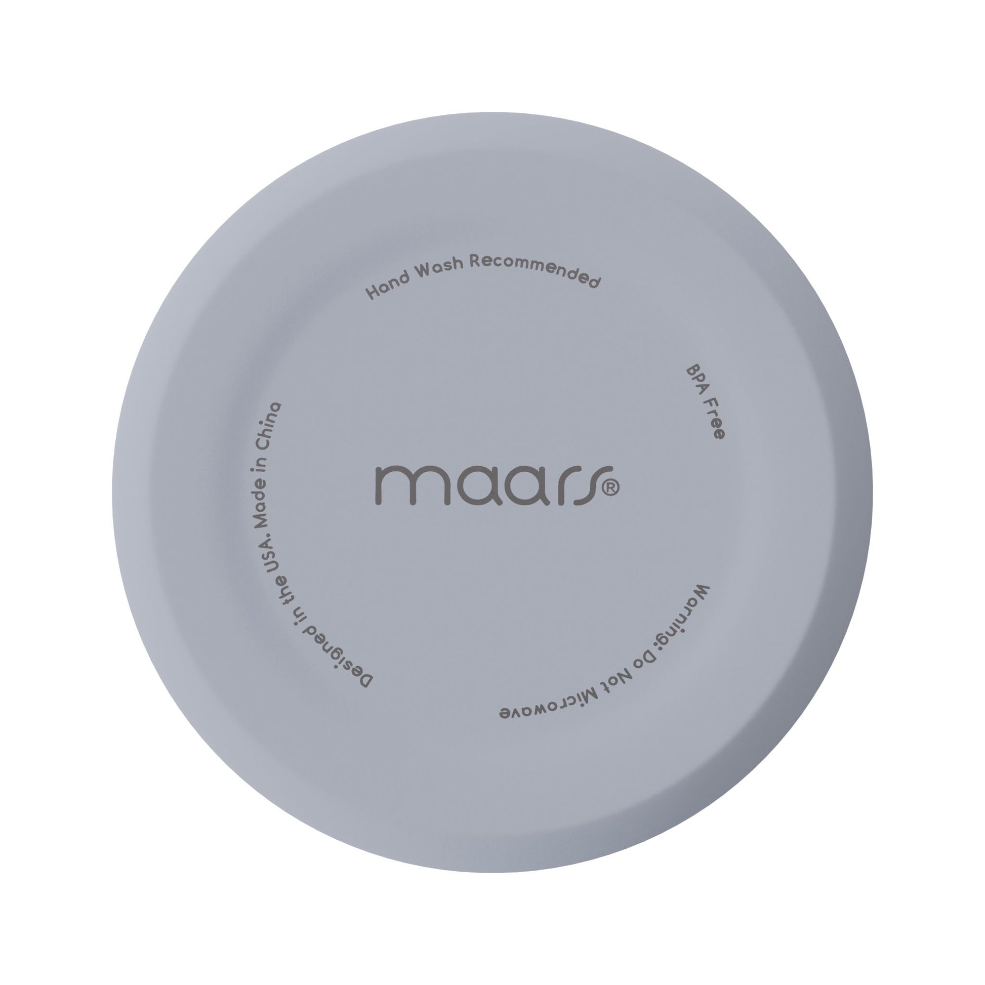 Dusty gray travel tumbler 'maars' bottom and text on a white background. December Cobia birth month design