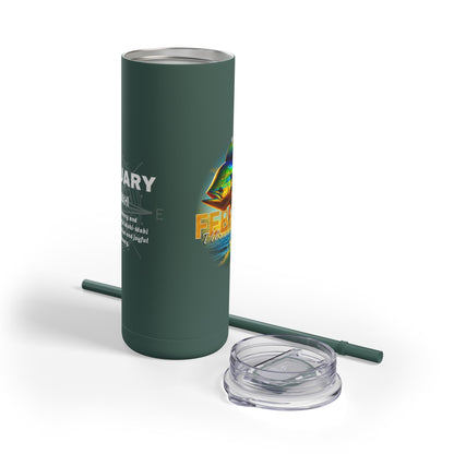 Birth month travel tumbler in green with removable lid and matching straw for January