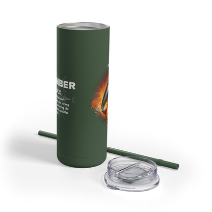 Green birth month travel tumbler with removable lid and straw by Printify