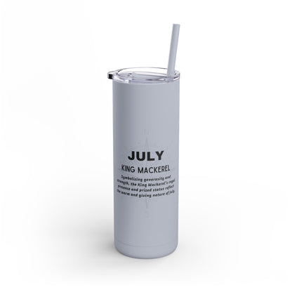 July King Mackerel birth month travel tumbler with clear lid and straw 