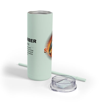 Printify birth month travel tumbler with straw and clear lid in light green color
