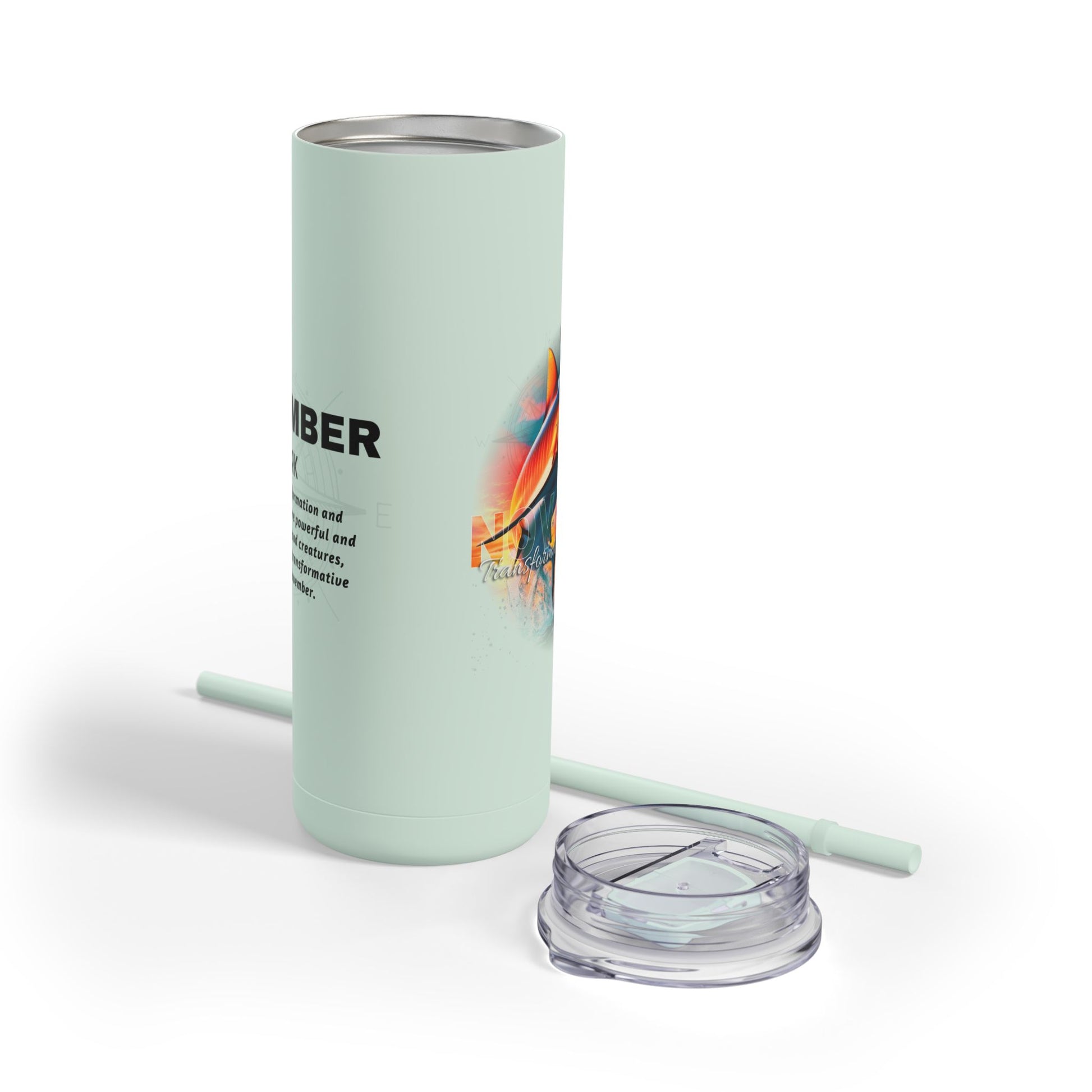 Birth month travel tumbler with removable lid and straw featuring unique September design